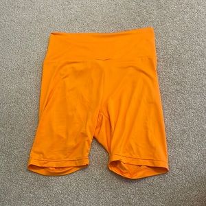 Neon orange biker shorts